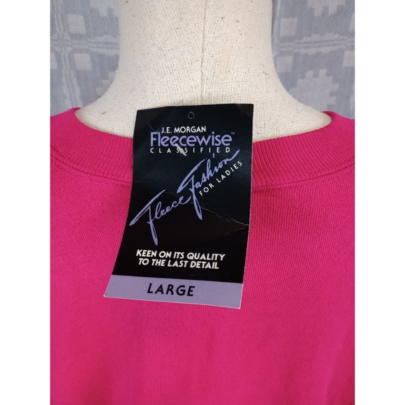 NWT J.E. Morgan Fleecewise‎ Sweatshirt Women's Size Large Hot Pink Vintage 80s - Picture 3 of 8